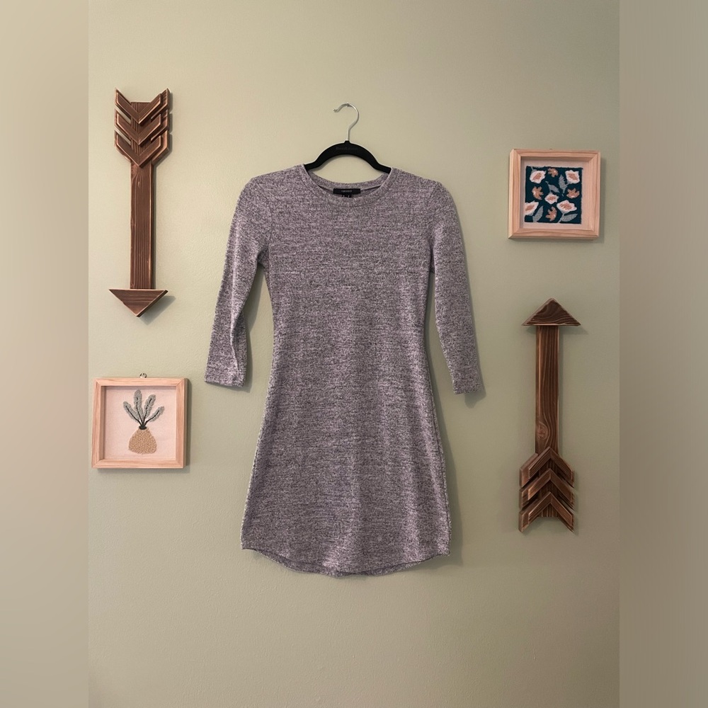 Grey quarter sleeve sweater dress